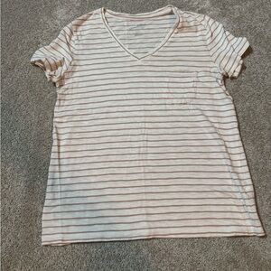 Universal Thread Monterey V-Neck Striped Pocket Tee Size Small